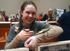 Girl is holding insects