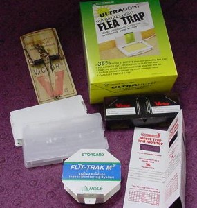 Various [est monitoring devices including a mousetrap and flea trap