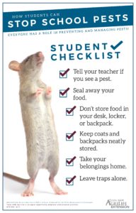 Student checklist poster How Students can Stop School Pests